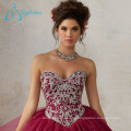 Tulle Satin sem mangas Crystal Sexy Quinceanera Vestidos Ball Gown